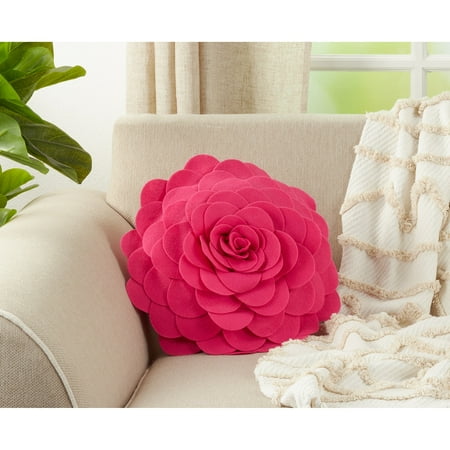

Saro Lifestyle-1PK Elegant Textured Colorful Decorative Flower Throw PillowFuchsia-16 x16