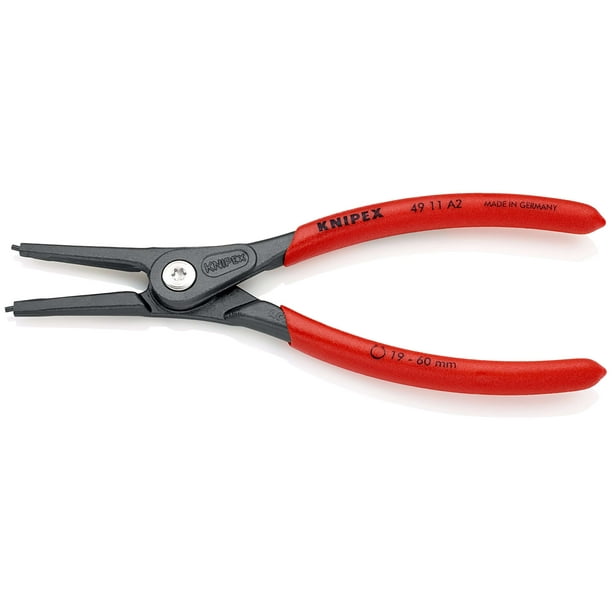 KNIPEX 49 11 A2 SB Pinza de precisión para anillos de retención exteriores de ejes recubiertos de plástico antideslizante acabado pavonado 180 mm