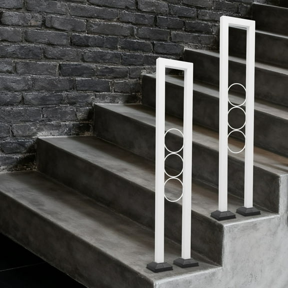 17*90cm U-Shaped Stair Handrail 2 Pcs Stair Handrail Carbon Steel Stair Handrail for Indoor Stairs, Porch