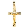 thumbnail image 2 of Wellingsale 14K Yellow Gold Diamond Cut Polished Religious Catholic Latin Crucifix Charm Pendant, 2 of 4