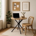 thumbnail image 2 of Homycasa Modern Round Dining Table with Cross Black Base Natural Wood, 2 of 6
