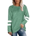 thumbnail image 2 of Long Sleeve Tops for Women Fashion Casual Womens O Neck Long Sleeve Striped Spliced Tops Loose Sweatshirt Womens Tops Green M, 2 of 9