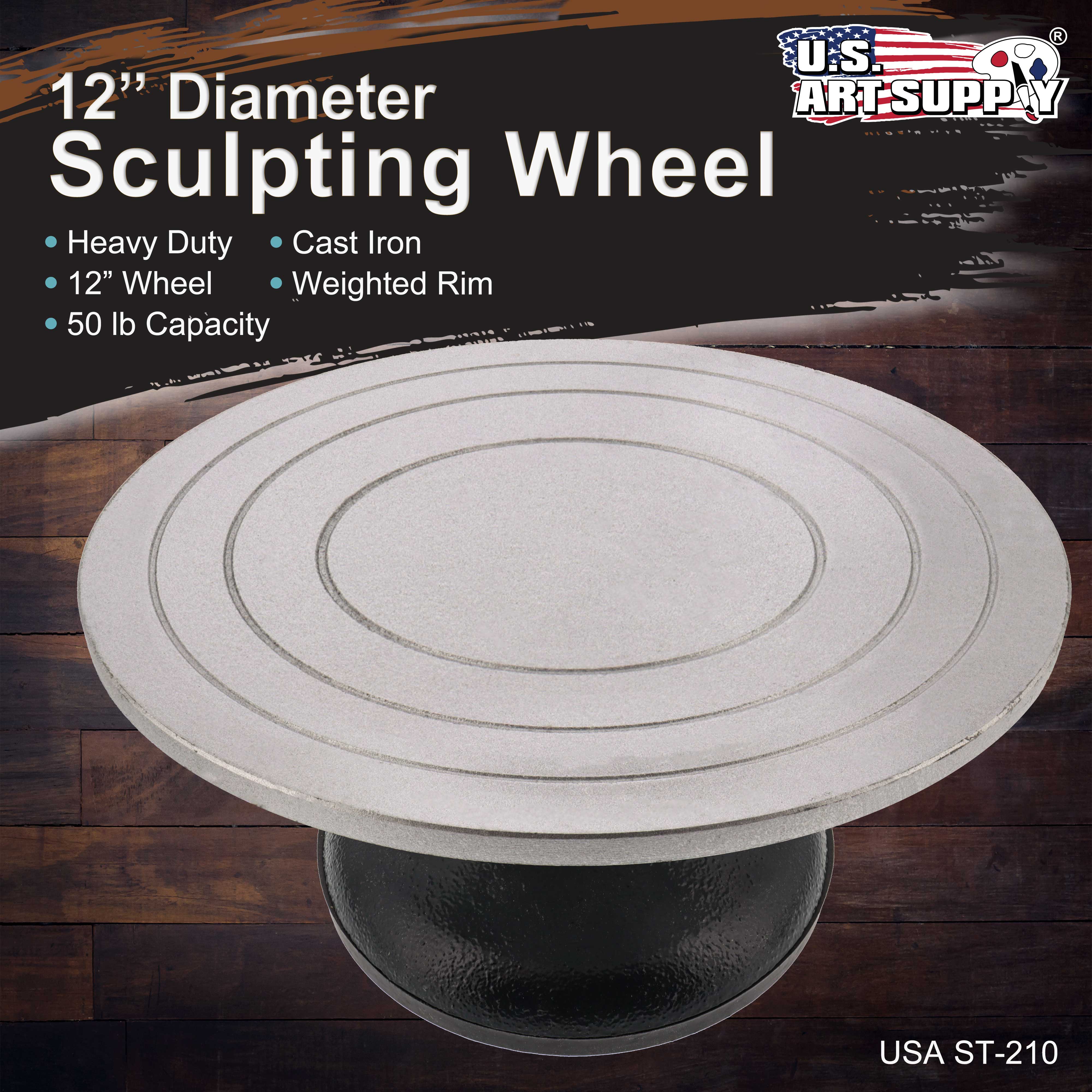 US Art Supply® LARGE 12" Diameter Sculpting Wheel- Heavy Duty All Metal
