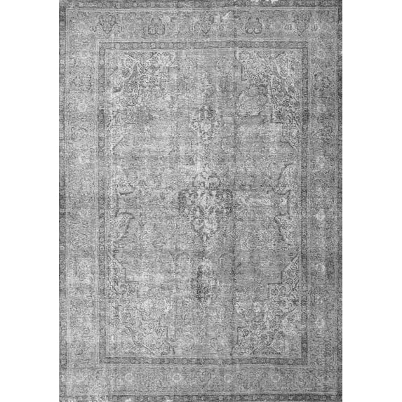 Ahgly Company Machine Washable Indoor Rectangle Persian Gray Traditional Area Rugs, 7' x 9'