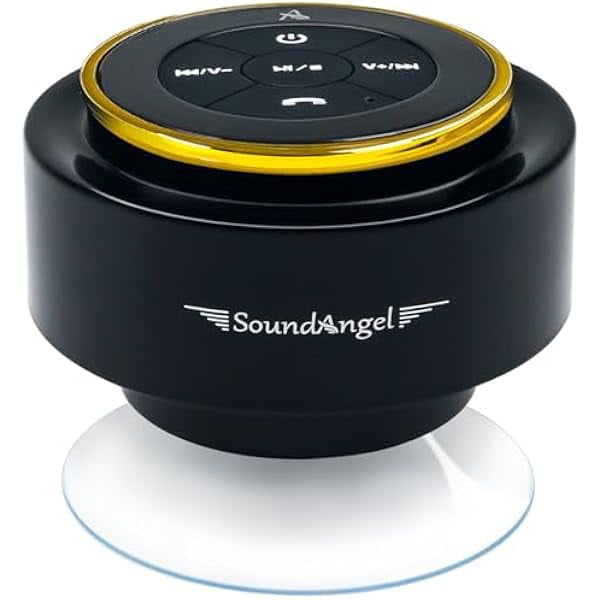 wonima11 Pro Shower Speaker, Certified IPX7 Waterproof Bluetooth Speaker, 8W Crystal Sound & Rich Bass, 12H Playtime, with Suction Cup & Silicone Lanyard, Ideal Gifts, SoundAngel Mate (2nd Gen) Gold