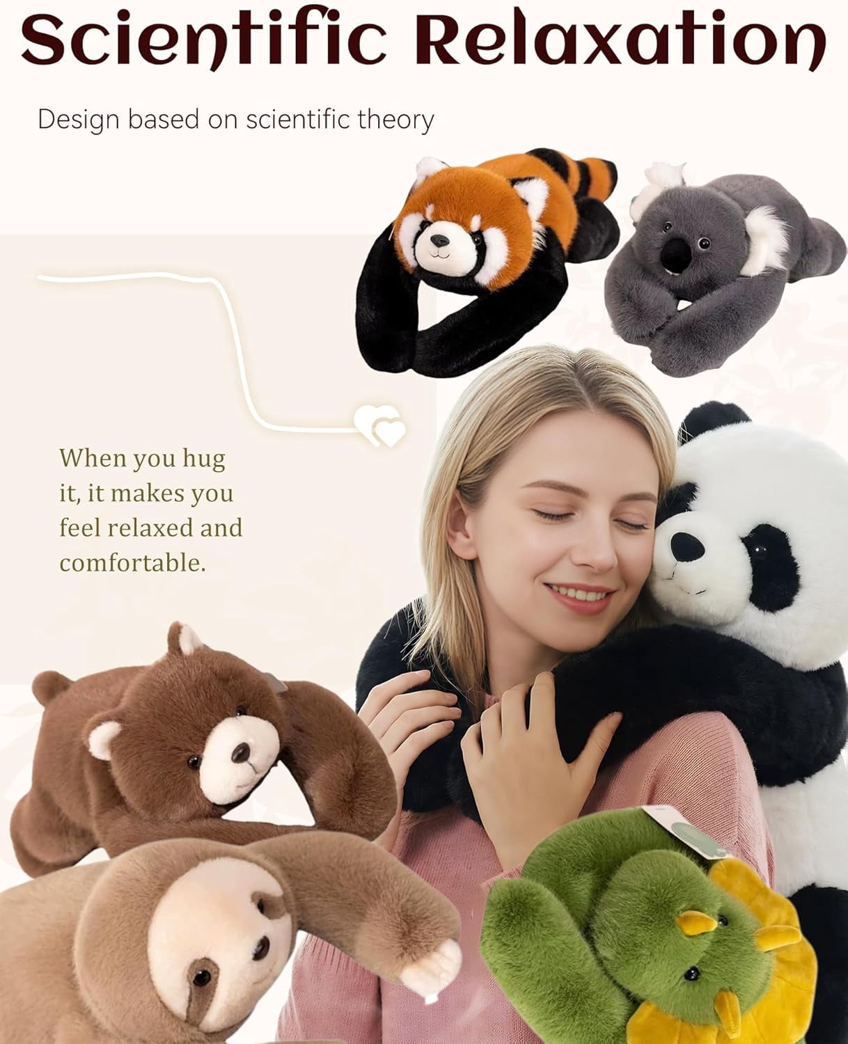 Weighted Stuffed Animal – Panda, Sloth, Bear, Koala, Raccoon & Dinosaur Plushie with Extra-Long Hugging Arms, Soft Huggable Stuffed Animal for Comfort (Panda, 25.6")