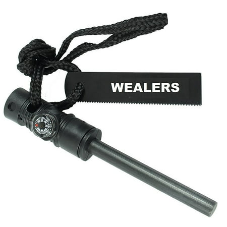 Wealers Fire Starter Emergency Magnesium Fire Starter - Survival Tool with Compass and