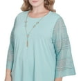 thumbnail image 4 of Alfred Dunner Womens Plus-Size Solid Lace Sleeve Knit Top With Necklace, 4 of 4