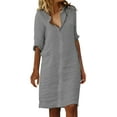 thumbnail image 1 of Kcodviy Robe Longue Taille Haute Petite pour Femme, Maxi, Nouée, Couleur Unie, Ronde, Sans Manches, Longueur Genou, Robe à Encolure, 1 of 7
