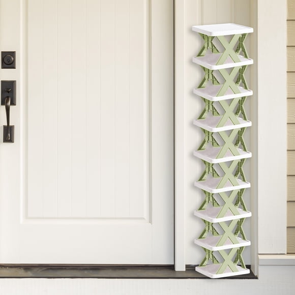 Organizador de estantes, estante de almacenamiento, ahorra espacio, estante de plástico de 2 niveles, plegable, portátil, para dormitorio, alta capacidad, plástico resistente, construcción