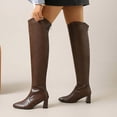 thumbnail image 5 of Viluyesy Over The Knee Boots for Women Faux Leather Pointed Toe Chunky Heel Side Zipper Comfortable Dress Shoes Brown Size 5.5, 5 of 9
