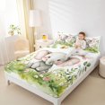 thumbnail image 4 of Homewish Kawaii Cartoon Elephant Queen Sheet Sets for Child, Watercolor Flower Plant Flat Sheet, Butterfly Animal Queen Fitted Sheet, Ultra Soft Bedroom Decor, 4pcs, 4 of 7
