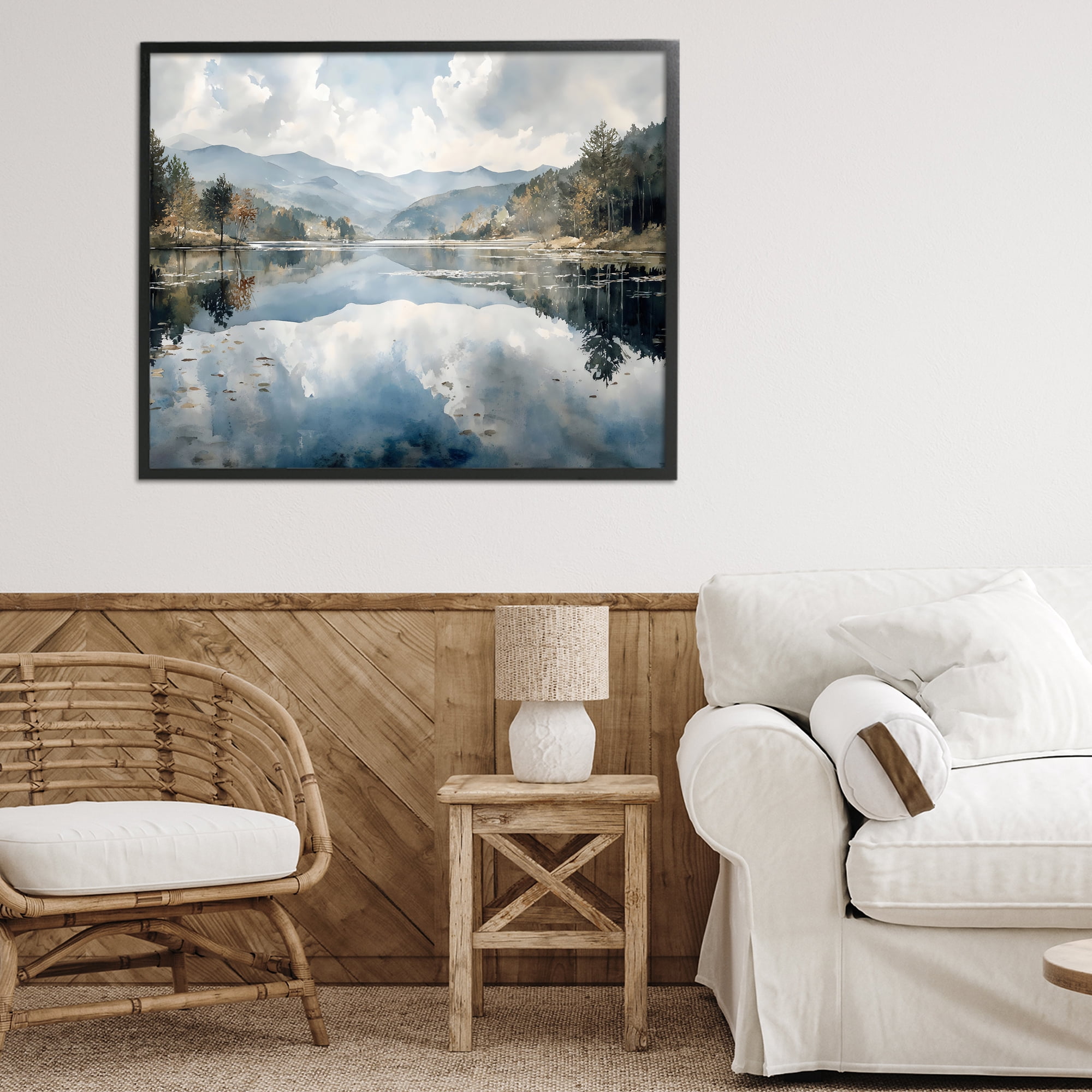 Stupell Industries Nature's Reflection on Mountain Lake Black Framed Giclee Art, design by Franklyn Gregory