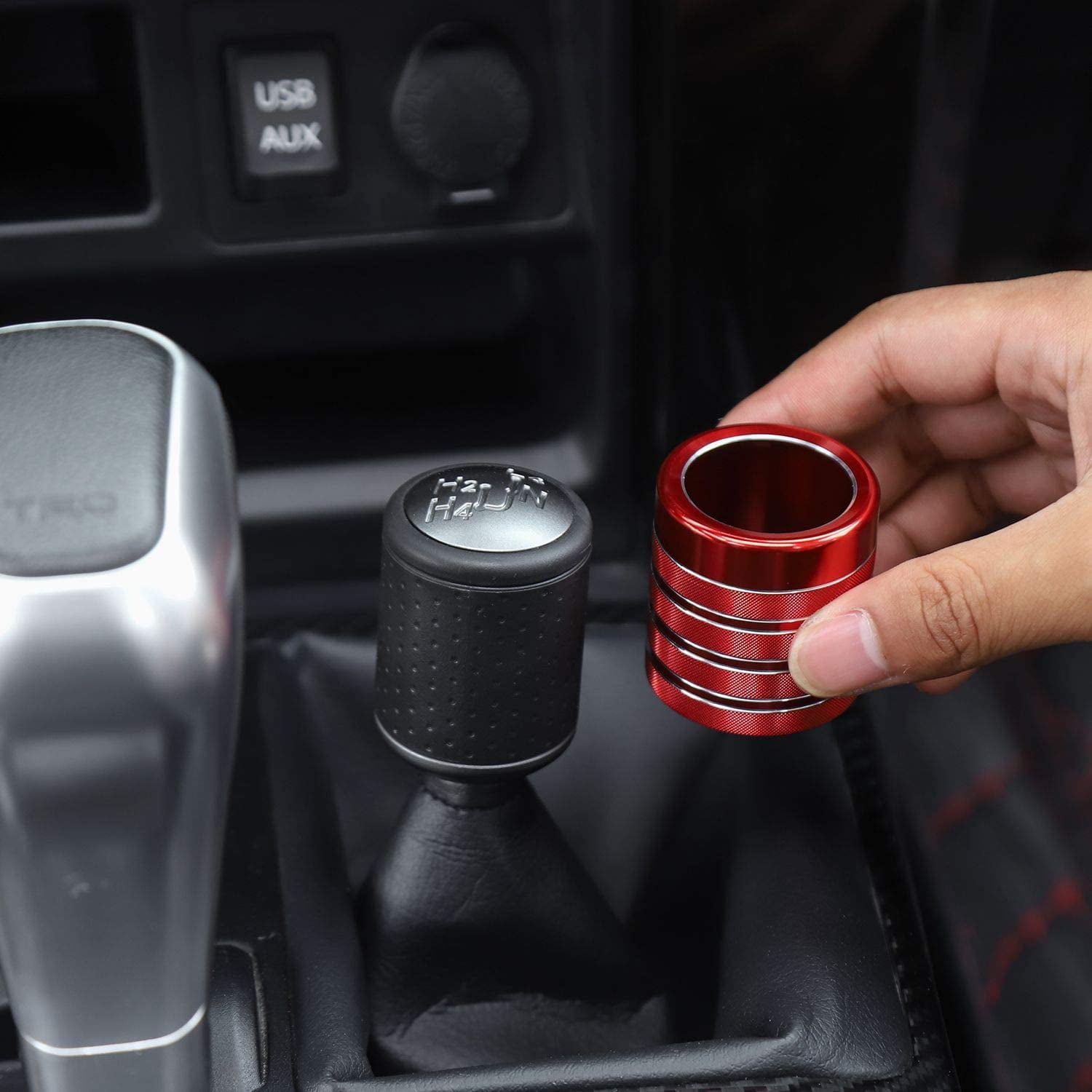 Red Four Wheel Drive Gear Shift Knob Cover Trim for 2010-2020 Toyota 4Runner TRD Pro Off-Road