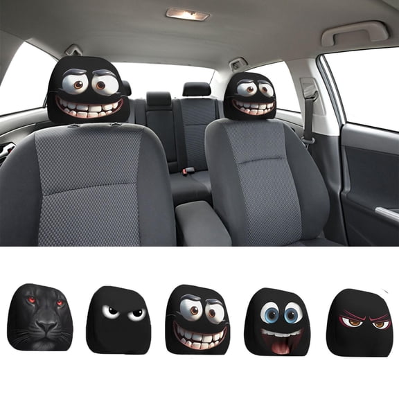 Fan-Favorite Funny Car Print Headrest Covers - Universal Stretchy Spandex Fabric, Soft Breathable Wrinkle-Resistant Design for Cars, Unique Humorous Prints for Auto Interior Decor, 11*10.2in, D