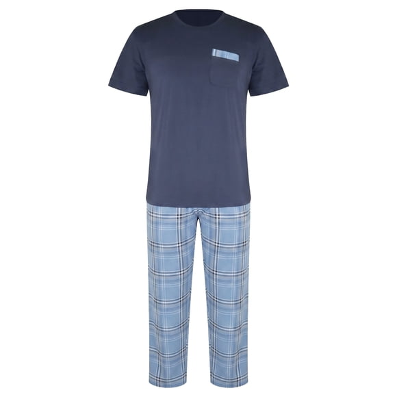 Pijama George para Caballero Set Playera Manga Corta Marino con Pantalón Talla CH 2 Piezas