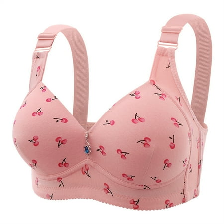 miqiqism Push Up Bra for Women Comfortable Soft Breathable Everyday Underwear Sexy Fashion Wirefree Bralettes Adjustable Straps Bras Pink 40
