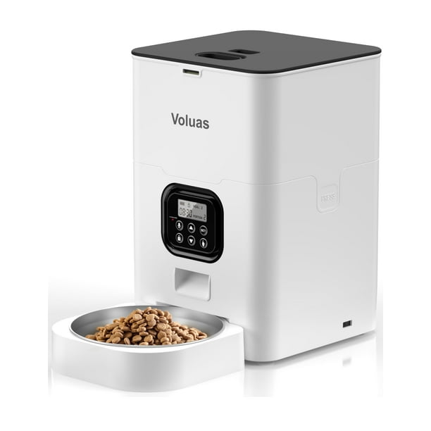 Comedero automático para mascotas de 4L con dispensador de comida seca bolsa desecante control programable de porciones para 4 comidas diarias y grabadora de voz de 10 segundos