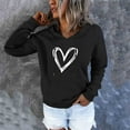thumbnail image 2 of Women's Love Sweatshirts and Hoodies Heart Printed Drawstring Hooded Pullover Long Sleeve Casual Cute Tops (M, Black), 2 of 4