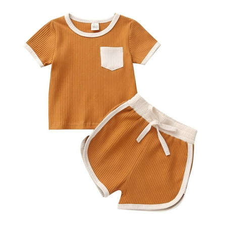 

QIPOPIQ Girls Clothes Clearance Toddler Baby Summer Round Neck Short Sleeve T-shirt Casual Shorts Clothes Set