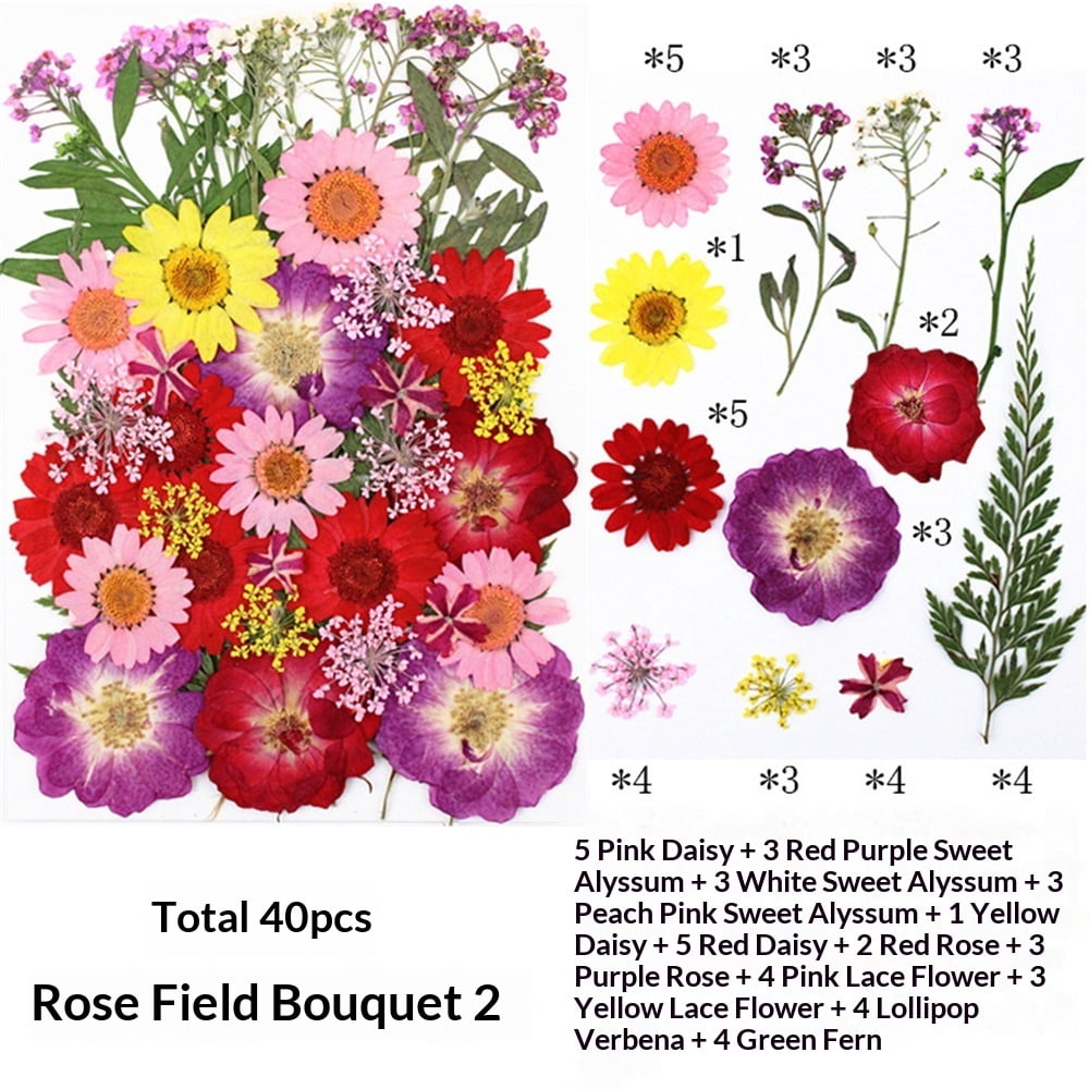 160PCS Dried Pressed Flowers for Resin Craft - Real Nature Flowers Set with Butterfly Stickers for DIY Jewelry Nail Scrapbook Art Floral Decors Iridescent