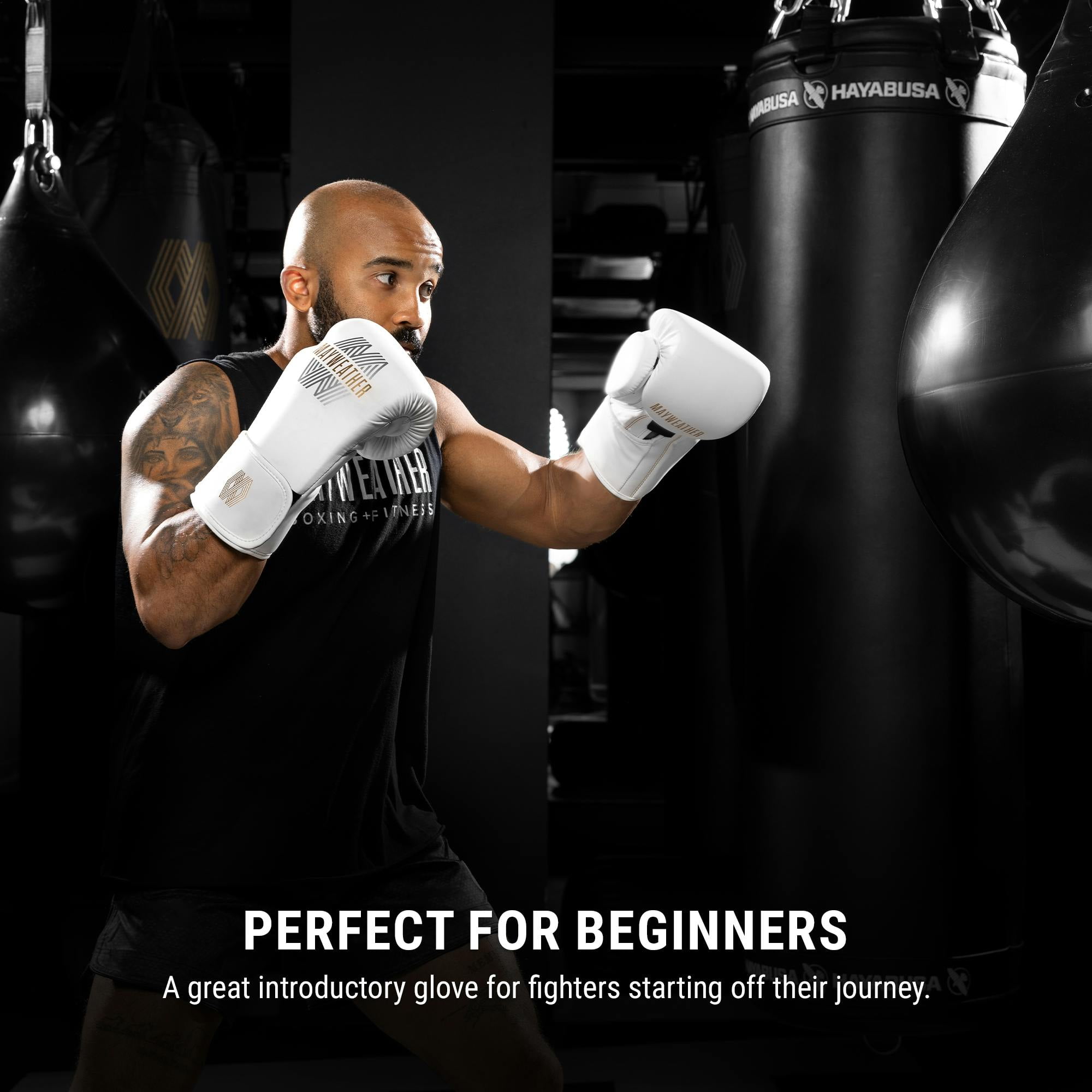 Hayabusa Mayweather Core Boxing Gloves For Men and Women - White/Gold, Large/X-Large