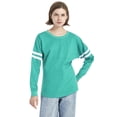 thumbnail image 1 of Toptie Femmes Col Rond Pompon Pull-Over Jersey de Baseball à Manches Longues Tee-Shirt Blanc-Vert Blanc-M, 1 of 3