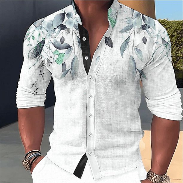 Camisa deportiva musculosa para hombre 2024, informal, con cuello alto y botones, a la moda, novedosa, para exteriores, estilo hawaiano, de talla grande
