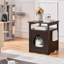 Yaheetech Indoor Wooden Cat Litter Box Enclosure with Open Shelf, Espresso