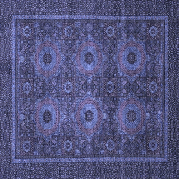 Ahgly Company Indoor Square Abstract Blue Modern Area Rugs, 5' Square
