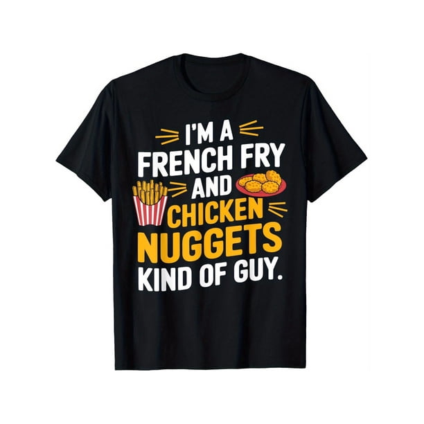 Boys Like French Fries Humorous Chicken Meatball T-Shirt, Fashion under Clothes, Breathable, Casual and Comfortable Top, Street Fashion Casual Summer T-Shirt, Round Neck Short Sleeve T-Shirt, Best Gi