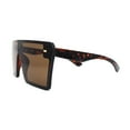 thumbnail image 3 of Womens Flat Top Square Shield Oversize Plastic Sunglasses Tortoise Brown, 3 of 4
