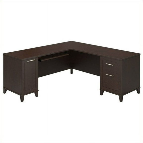 Pemberly Row 71" L-Shaped Desk in Mocha Cherry