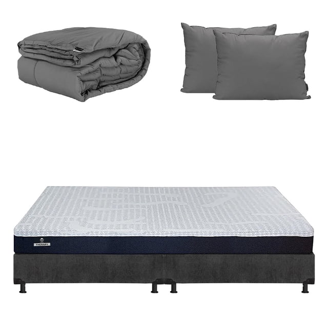 Colchón King Size Spring Air Therapy + Box + Almohada 2Pack + Edredon