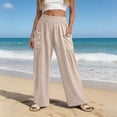 thumbnail image 2 of RUTAYY Women's Pants High Waist with Pocket Solid Color Casual Everyday Wear Breathable Loose Fit Chic Travel Trousers, 2 of 7