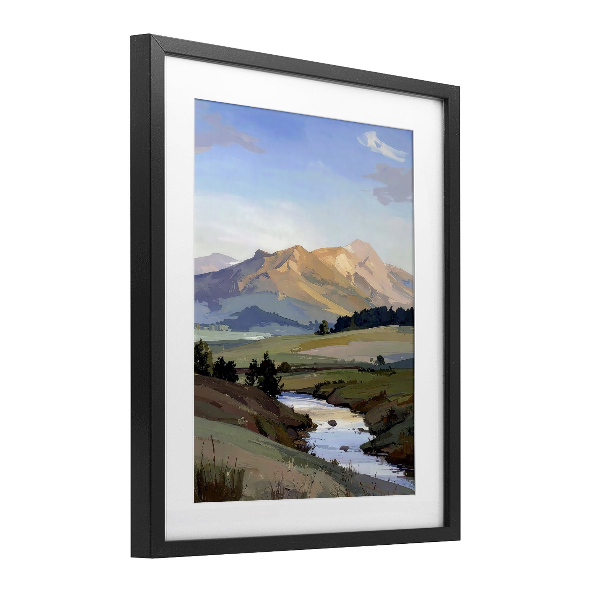 Stupell Industries Across The Valley River Black Framed Print Under Glass, design by Alonza Saunders
