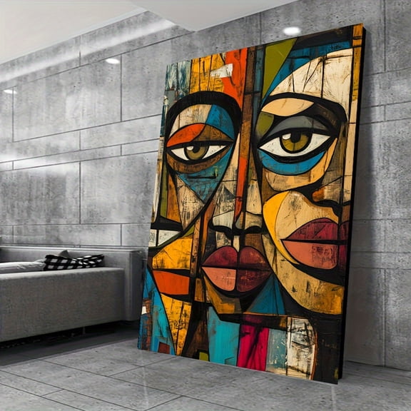 1pc, Frameless Modern African Abstract Art Canvas Print, Mixed Color, Contemporary Wall Art Poster for Living Room and Bedroom Decor, No Frame