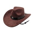 thumbnail image 5 of Cowgirl Cowboy Hat for Women Men Roll Up Wide Brim Fedora Western Hat with Belt Buckle Beach Vacation Summer, 5 of 5