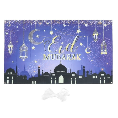 Image of Eid Background Decoration Foldable Star Moon Pattern Ramadan Decoration Background Cloth Party Wall Decoration