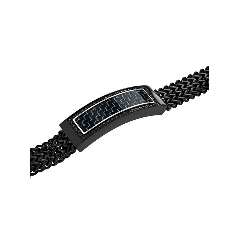 Stainless Steel Black Carbon Fiber Inlay 8.5 inch ID Bracelet Stainless Steel Black Carbon Fiber Inlay 8.5 inch ID Bracelet