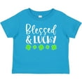 thumbnail image 3 of Inktastic Blessed and Lucky 4 Leaf Clovers St. Patrick's Day Boys or Girls Baby T-Shirt, 3 of 5