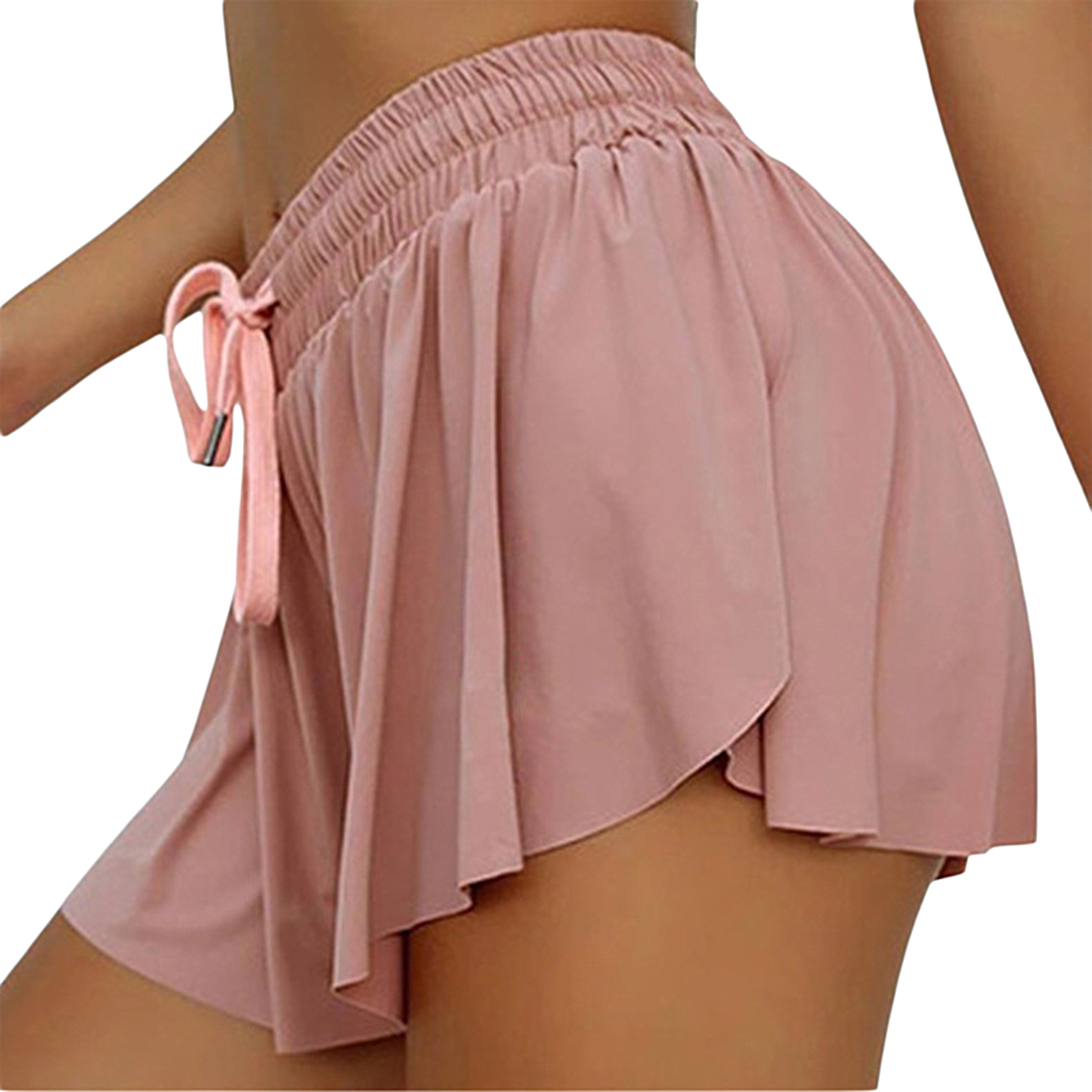 Solid Color Elastic High Waist Skirt with Built-in Slip Shorts FOCUSNORM Women Summer Simple Style Sports Skort 