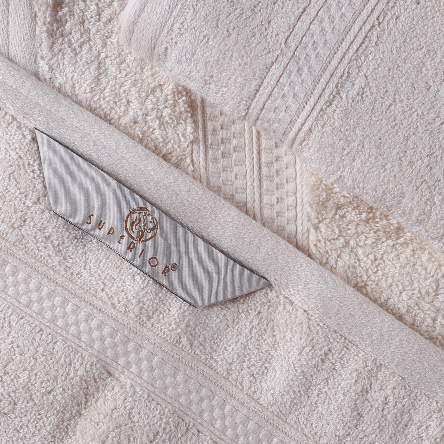 Superior 2 Piece Bath and 12 Piece Face Towel Set, Rayon From Bamboo and Cotton, Ivory