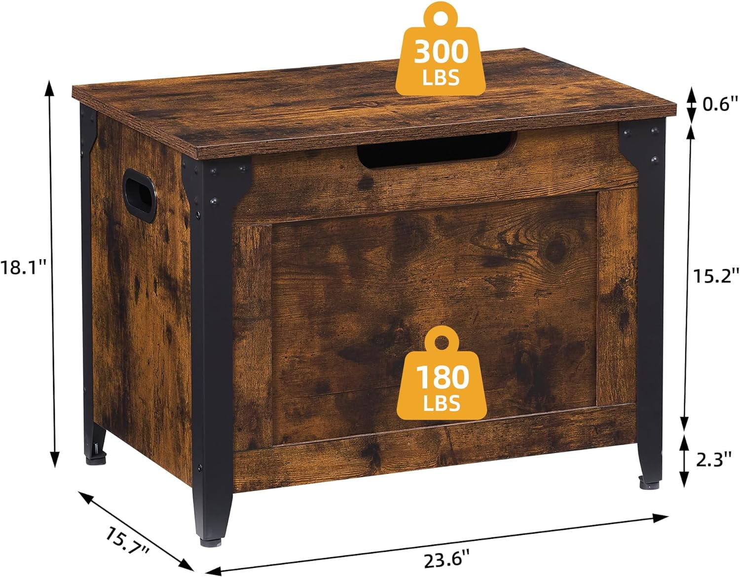 Acekid 23.6 Inch Wooden Storage Chest - Toy Chest Bench with Safety Hinge, Large Capacity for Entryway & Living Room, Retro Color
