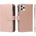 thumbnail image 5 of Wallet Case Compatible with iPhone 11 Pro,[6 Card Slots] [Wrist Strap] [Stand Feature] Detachable 2 in 1 Magnetic Zipper Leather Slim Cover Case for iPhone 11 Pro,5.8 inch Rosegold, 5 of 14
