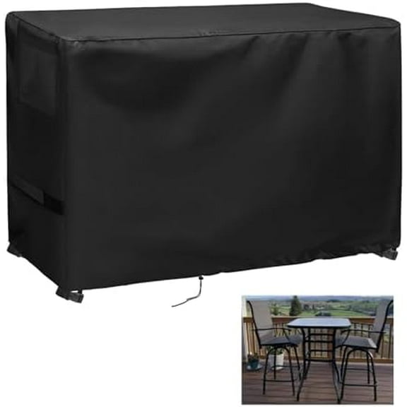 Outdoor Table and Chair Set Cover, Waterproof Cover for Outdoor Bistro Set with 2 Bar Chairs 70" L x 32" W x 48" H$$Garden & Patio