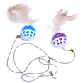 thumbnail image 2 of Cat Bell Ball Hanging: Fake Feather Kitten Teaser Toy Cat Chasing Toy for Indoor, 2 of 3