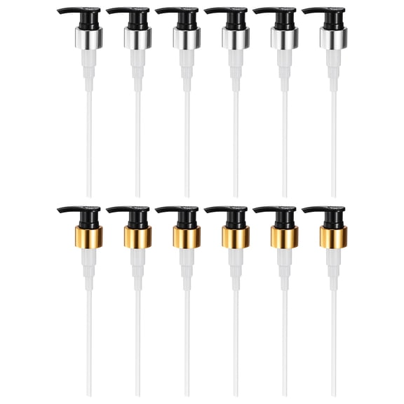 Uxcell 12 Pcs Soap Dispenser Pump Heads, Lotion Hand Soap Dispensers Top Pumps Replacement Switch Pumphead for Standard 24/410 Thread Size Lotion Shampoo Bottle, Gold Black/Silver Black