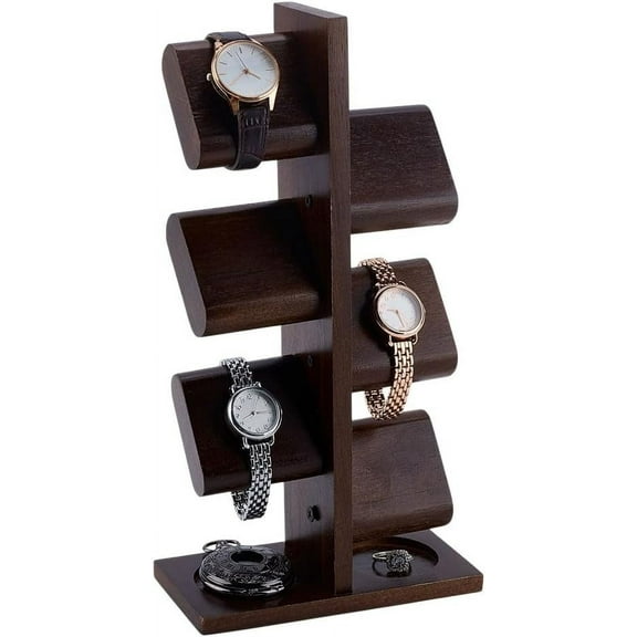 Wooden Watch Holder Stand Watches Display Tower Watch Display Racks Multiple Watches Organizer Tabletop Jewelry Holder for Father's Day Men Gifts