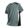 thumbnail image 4 of Kalauyu Athletic Shirts Round Neck Short Sleeve Shirts Quick Dry Athletic Gym Active T Shirt Moisture Wicking Color Block Summer Running Sport Tops, 4 of 5